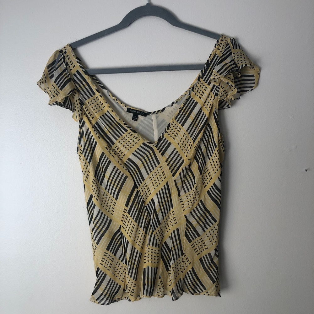 Anne Klein V-Neck Blouse, Size 14